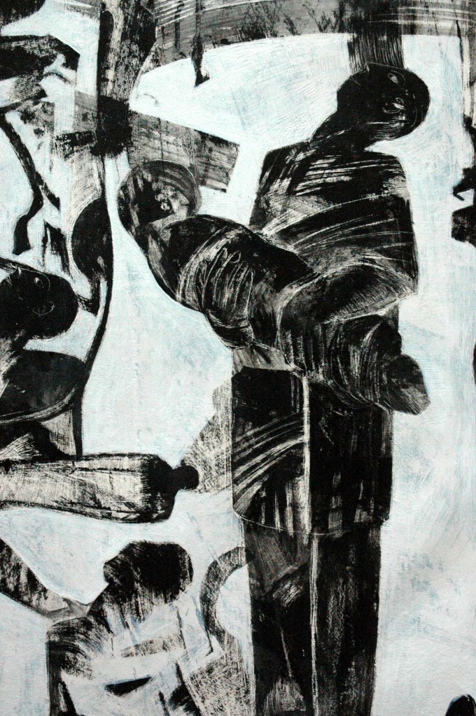 Hieroglyphics for the 21st Century by Ricky Romain oil and Indian ink on gesso on canvas detail